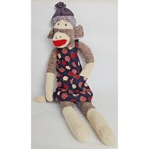 Vintage 1998 Sock Monkey second smile on butt Apple apron Hat 24"